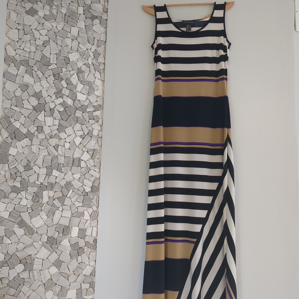 Frank Lyman Dress Women's Size 6 Maxi Sleeveless Stripes Wedding Grad summer